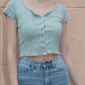 Brand Melville crop top floral sage green